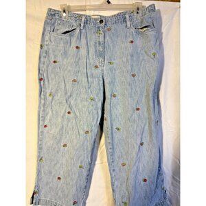 Coastal Grandma Denim Jeans Floral Pattern Womens 16 XL Boho Hippie Cottagecore